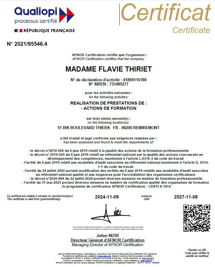 Qualiopi certificate